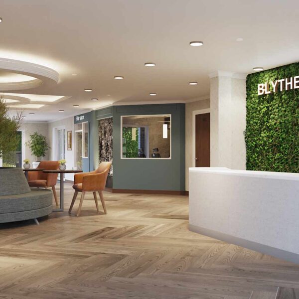 Reception area at Blythe Rose care home Solihull