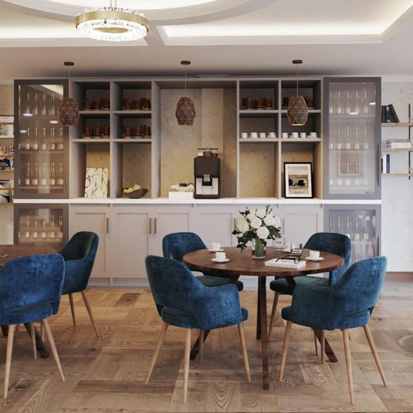 Cafe area at Blythe Rose luxury care home in Solihull