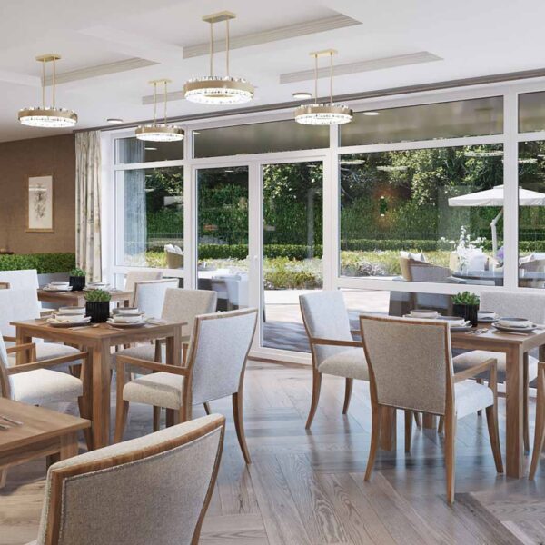 Dining area at Blythe Rose luxury care home in Solihull